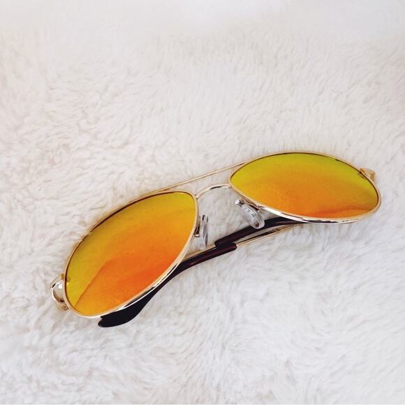 Jessa Orange Polarized Classic Aviator Sunglasses - Picture 4 of 9